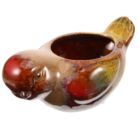 CALLARON Ceramic Succulent Planter Pot Bird Shaped Small Flowerpot for Indoor Plants, Glazed Pottery Bonsai Container for Home and Office Decor