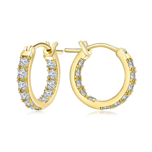 Cubic Zirconia Small Hoop Earrings for Women 925 Sterling Silver Created Diamond Earrings 14K Gold Plated Chunky Huggie Hoop Earrings