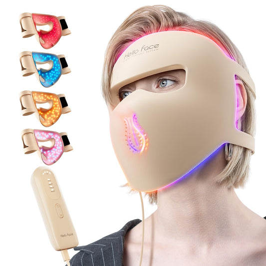 Hello Face 4D Red Light Therapy for Mask, 311 LEDs 850nm Infrared Long Light Waves Led Face Mask Light Therapy for Cordless Photons Tech, Silicone Skin Improvement for Women with Rechargeable Remote