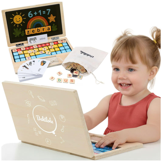 Montessori Toys 11.8" Laptop Preschool Learning Activities 3 Year Old Boy Gift, Pretend Play Toddlers Birthday Gift ,Learning and Educational Toys for 3 4 5 6 7 8 Year Old Kids