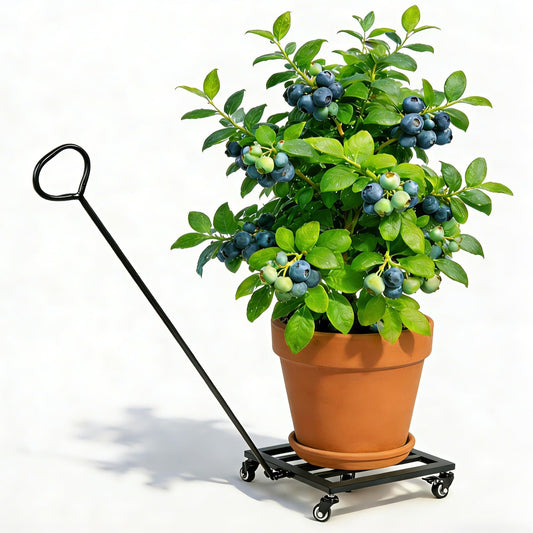 Goooxim 14 Inch Plant Dolly with Wheels - Heavy Duty Steel Caddy for Indoor & Outdoor Pots, 360° Rotating Rollers, Detachable Handle, High Capacity for Easy Mobility & Stability