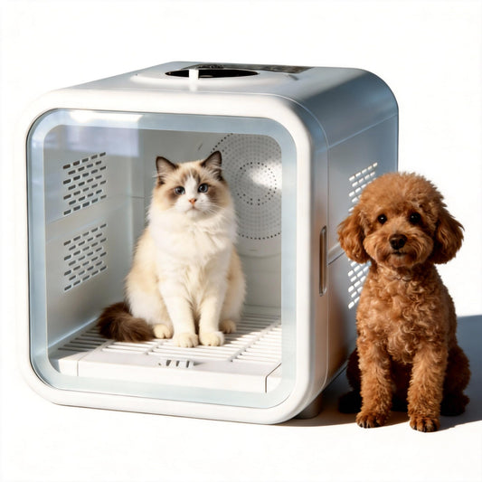 Professional Pet Dryer Box for Dogs & Cats - Fast Drying & Low Noise Blower, Portable Pet Hair Dryer Machine with Adjustable Temperature & Petting Window Small Medium Pets After Bath Grooming at Home