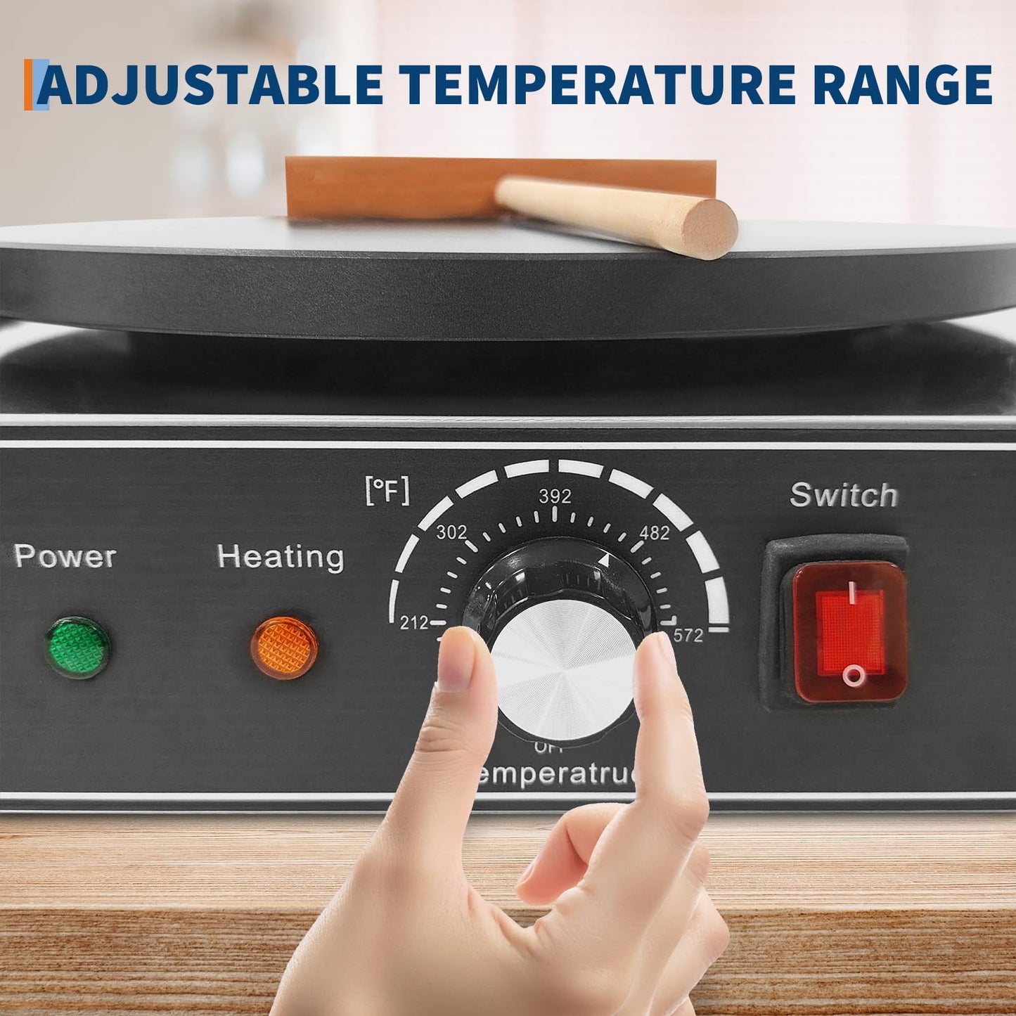 Electric Crepe Maker,3400 w 110 v Flat Plate Crepe Griddle with Double Plate and Temp Control,Non-Stick Commercial Crepe Machine for Home and Commercial Use