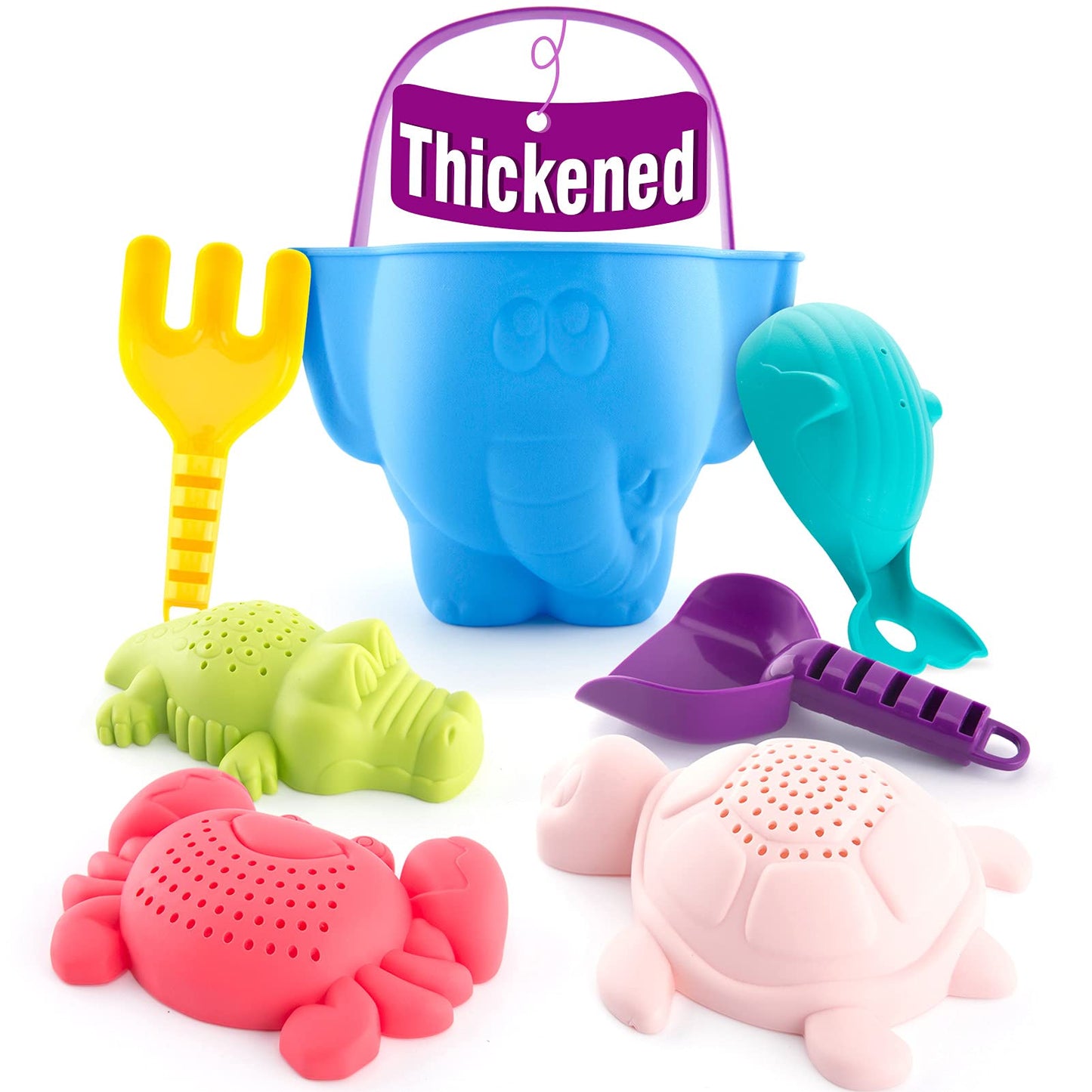 hahaland Beach Toys for Toddlers 1-3 - Sand Toys for Toddlers 1-3, Baby Bucket Rake Shovel Set, Bath Water Outdoor Toy for Boys Girls, Sandbox Toy for 1 Year Old Toddler Toys Age 1-2