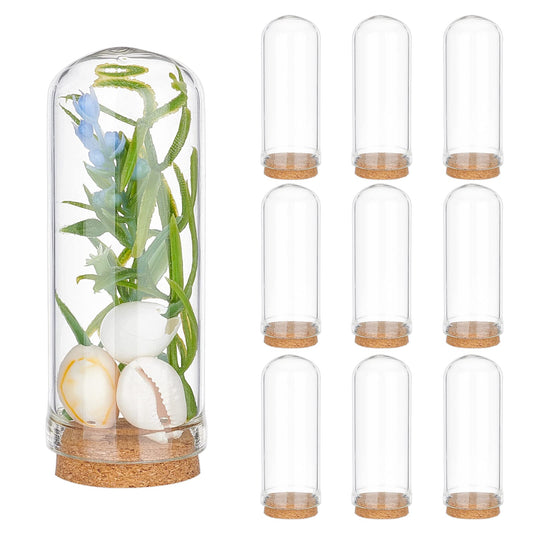 PH PandaHall 10pcs Glass Display Dome Cloche 20ml Display Bottles Bell Jar with Cork Base Glass Decoration Bottles for Wedding, Fairy Party Favors, Crafts, Christmas Decorations 1.1x2.8inch