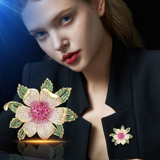 EMEGCY Rhinestone Peony Brooch Peony Flower Brooch Pin 18K Gold Plated Peony Brooch Lapel Pin Wedding Jewelry Christmas Birthday Gifts for Mom Wife
