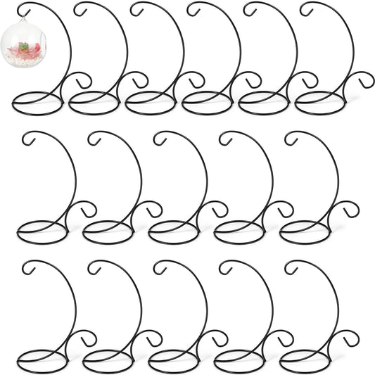 Kenning 16 Pcs 9 Inch Iron Ornament Display Stand Christmas Tree Hanging Holder for Glass Globes & Baubles, Home Decor Rack, Black