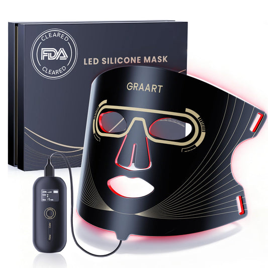 Red Light Therapy for Face - Anti-Aging, Wrinkles & Acne with 7 Modes, 850nm Infrared red Light Therapy, LED Face Mask with 432 LEDs,at Home & Travel