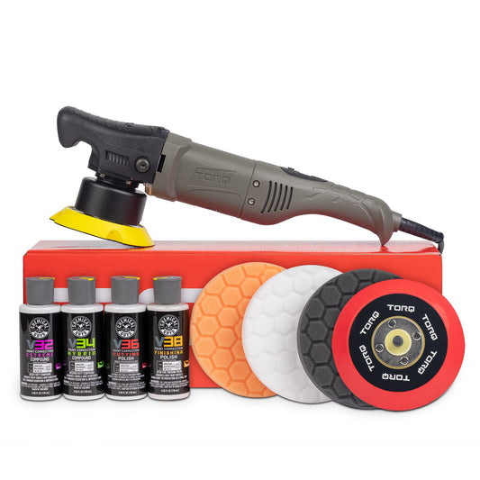 Chemical Guys 10FX Random Orbital Polisher Kit - 9-Piece Detailing Kit - Torqx Polisher, Pads, Polishes, and Compounds, 700W 8mm Orbit, Digital Display, Safe for Cars, Trucks, SUVs & More