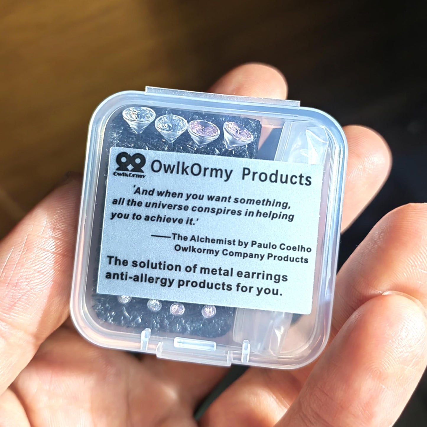 OwlkOrmy 8 Pairs Anti Allergy Plastic Earrings for Sensitive Ears & Include 8 Pairs Silicone Soft earring backs, Birthstone Cubic Zirconia Stud Earrings Kit 2mm 3mm 4mm 5mm in one Set (Black)