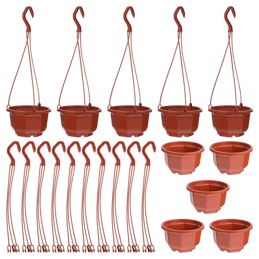 DOITOOL 10Pcs Plastic Hanging Planters, 6.29" Hanging Flower Pots Plant Basket Planter for Outdoor Indoor Plants Garden Balcony Decoration