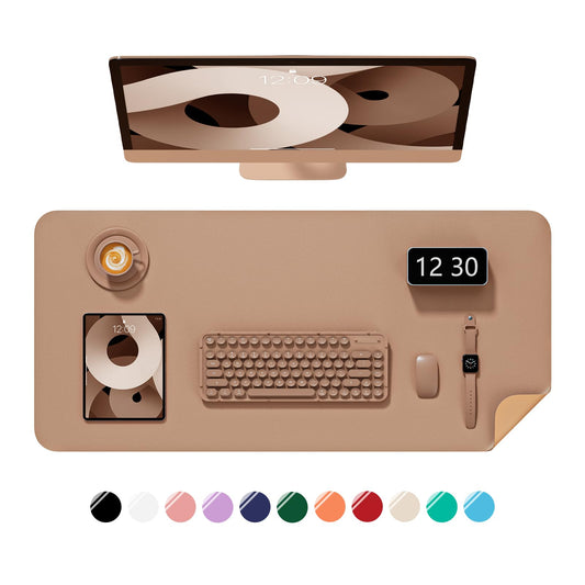 Niniubye Desk Pad, 35.5" x 17" PU Leather Non-Slip Desk Mat Large Mouse Pad for Desktop, Waterproof Laptop Computer Writing Mat for Office, Home, Work, Gaming, Champagne Gold