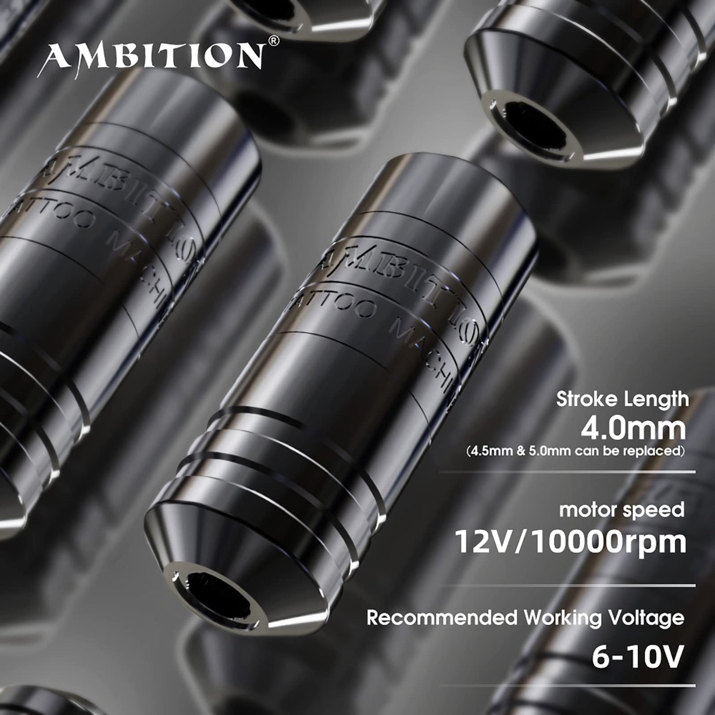 Ambition Torped Tattoo Kit - Rotary Tattoo Machine Kit with 2400mAh Power Supply Brushless Motor Tattoo Gun Kit 40pcs Mixed Size Glory Tattoo Cartridge Needles Gloves for Professional Tattoo Artist