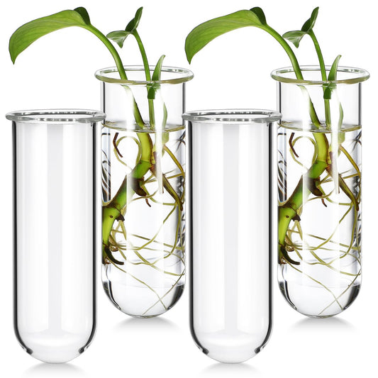 POPETPOP Plant Propagation Tubes 4pcs Glass Test Tube Vase Replacement Clear Hydroponic Flowers Vase for Home Office Desktop Decoration