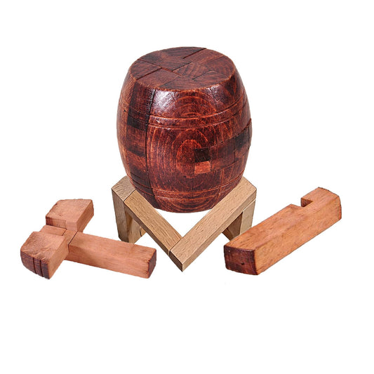 RICHOOSE Wooden Brain Teaser Puzzles for Adults - Challenging 3D IQ Logic Games for Teens 14+, Stress Relief Desk Toys & Office Decor, Unique Gifts for Men, Women, Seniors (Barrel)