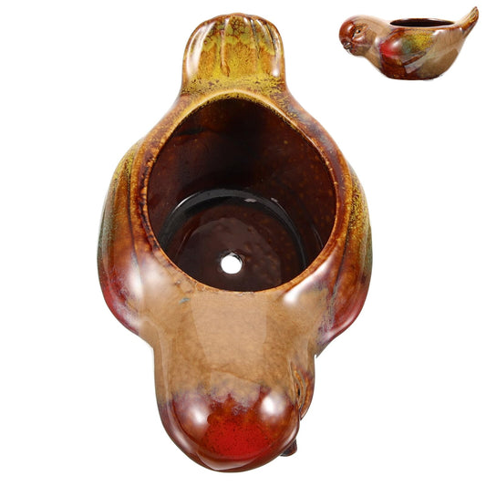 FRCOLOR Ceramic Succulent Planter Pot Bird Shape Mini Flowerpot for Indoor Plants Decorative Petite Ceramic Planter Suitable for Desktop Gardening