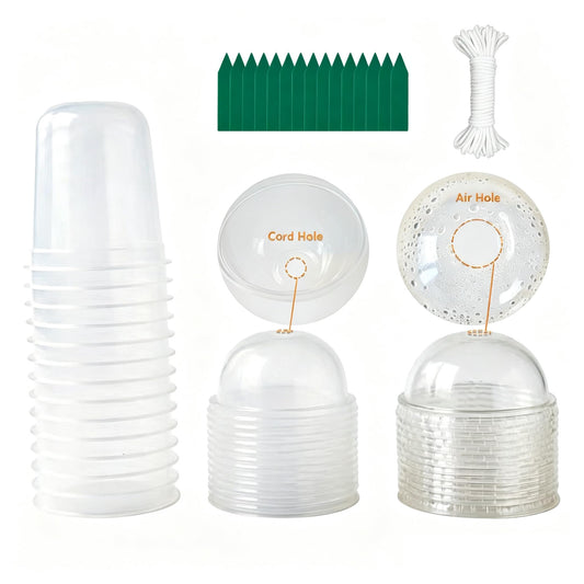 ORIMERC 15 Set Nursery Pots with Humidity Dome, Clear Nursery Pots with Drainage, Self Watering Small Plant Pots, Seedling Pots for Plants, Seed Starter Pots for Planting Vegetables Fruit (Thick)