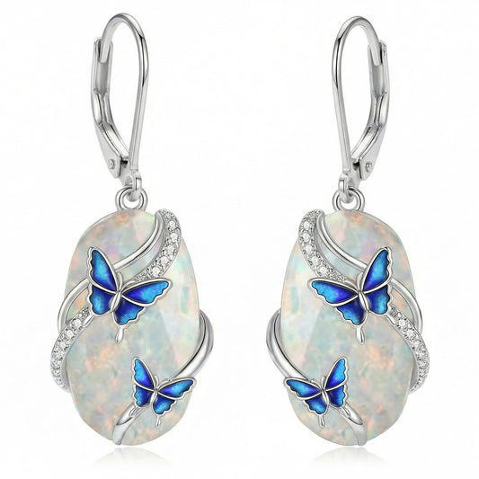 ONEFINITY Opal Butterfly Earrings Opal Earrings Butterfly Jewelry Gifts for Women