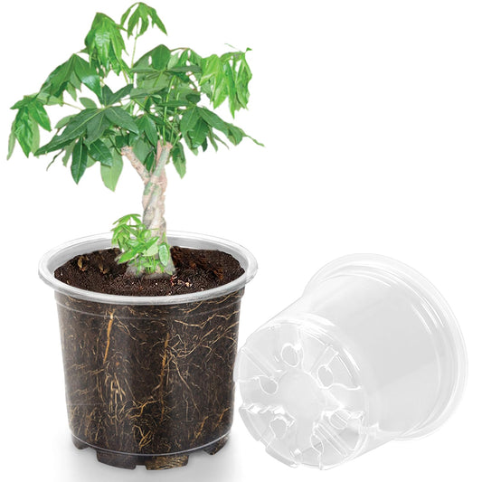 OUPSAUI 20 Pack 7 Inch Clear Nursery Pots for Plants, Clear Plant Pots with Drainage Holes, Flexible Plastic Nursery Pots Variety Pack, Seedling Planter Seed Starter Pots(7 INCH)