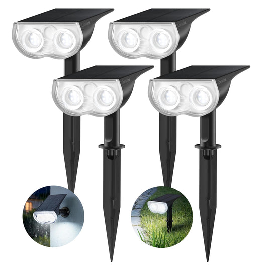 Consciot Solar Lights Outdoor Waterproof IP67, 3 Lighting Modes Solar Spot Lights Outdoor, Auto On/Off, 2-in-1 Solar Landscape Light for Yard Garden Landscape Pathway, Cool White 6500K, 4 Pack