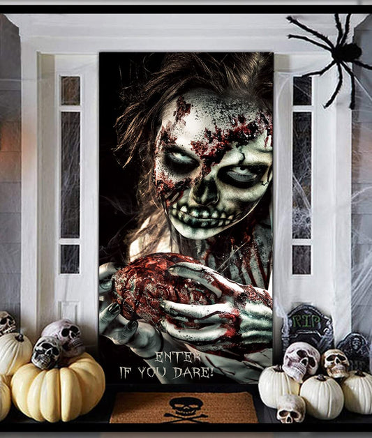 Terrible Halloween Party Door Cover Banner - Scary Horror Party Decoration Supplies for Front Door, Wall, Window & Haunted House