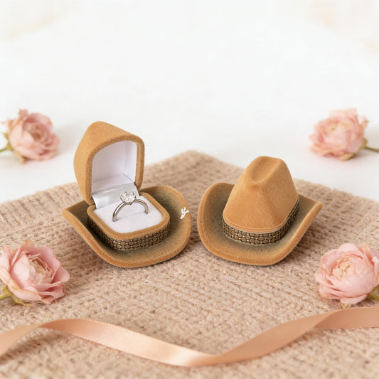 Cowboy Hat Shaped Ring Box, Creative Mini Jewelry Case, Romantic Surprise Proposal Gift Box for Engagement, Valentine's Day & Anniversary, Portable Small Ring Holder