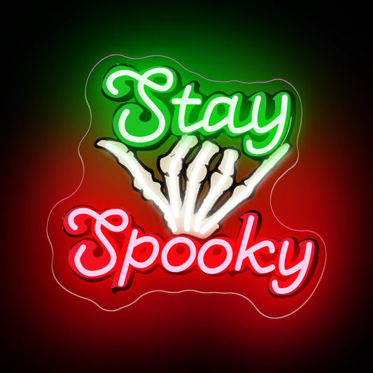 Stay Spooky Neon Sign, Custom Halloween LED Light, Gothic Decor for Halloween Party,Ghost Halloween, Personalized Gift, 13.8"x13"