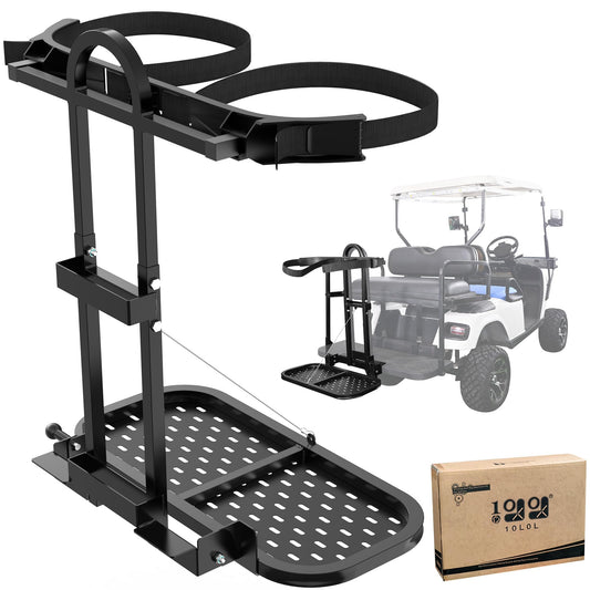 10L0L Universal Golf Cart Bag Holder Rack for EZGO Yamaha Club Car, Foldable Rear Seat Golf Bag Rack Accessory with Adjustable Height and Anti-Shake Design