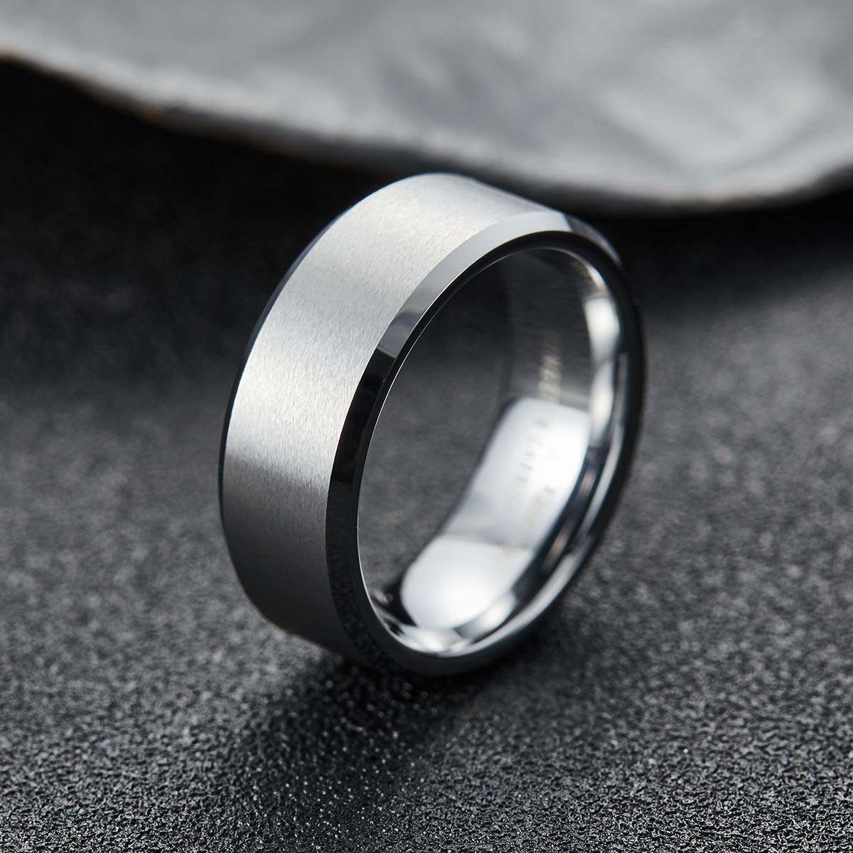 King Will Silver 9mm Men's Wedding Ring - Brushed Matte Finish, Beveled Polished Edge, Comfort Fit Size 9