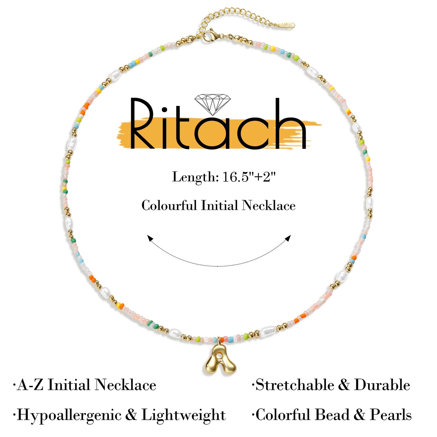 Ritach Daughter Gifts from Mom - Initial L Necklace Beaded Necklaces for Women Girls Necklace Initial Necklaces for Women Girls Gifts for Daughter Granddaughter Niece Sister Gift