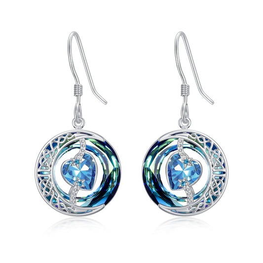 TOUPOP Topaz Earrings December Birthstone Earrings Sterling Silver Moon and Star Drop Dangle Earring Jewelry Blue Crystal Birthday Mothers Day Gifts for Women Mom Her
