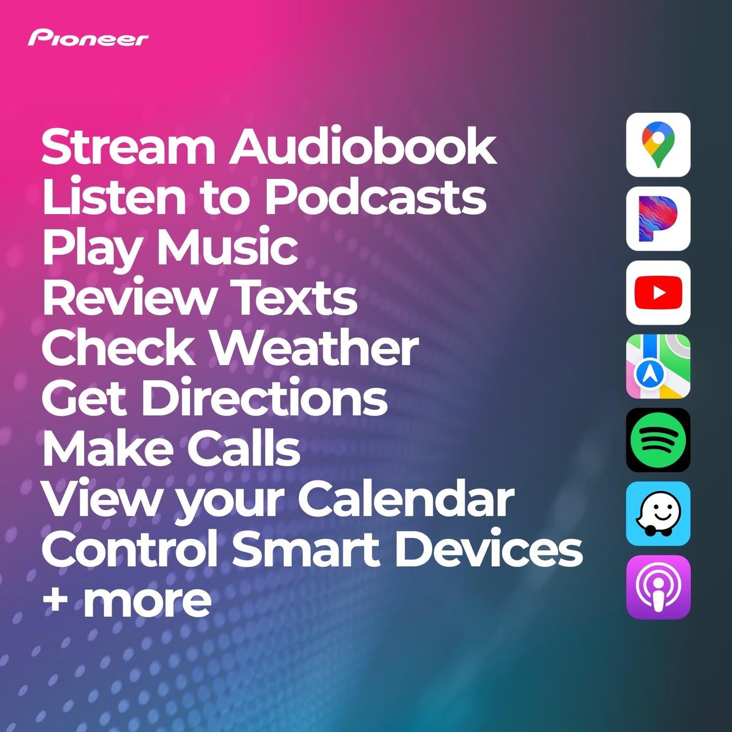 Pioneer DMH-WT3800NEX 9" Capacitive Touchscreen, Floating Display – Wireless & Wired Apple CarPlay & Android Auto, Amazon Alexa, Bluetooth, FLAC, Backup Camera, HD Radio