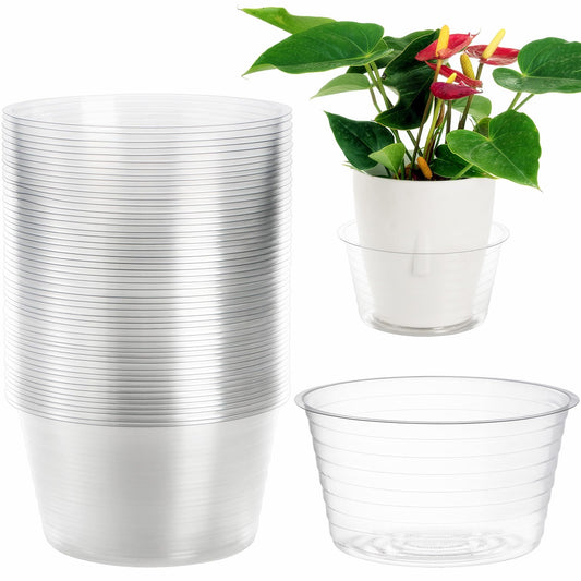 Tebery 50 Pack Clear Plastic Plant Saucer Drip Tray for Pots, 6 Inch Deep Flower Pot Saucers Water Catcher Tray Watering Trays for Plants Indoors and Outdoor
