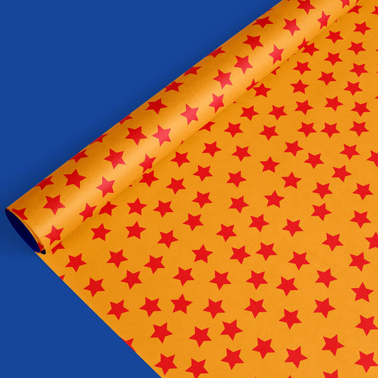 JarThenaAMCS Anime Theme Wrapping Paper -Mini Roll- 17 Inch x 32.8Ft Blue Orange Star Gift Wrap Art Paper for Cartoon Animation Birthday Baby Shower Supplies