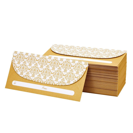 Juvale Money Envelopes for Cash - Cash Gift & Money Saving Envelopes - Secure Adhesive Seal & Floral Design - 7 x 3 In, Gold, 100 Pack