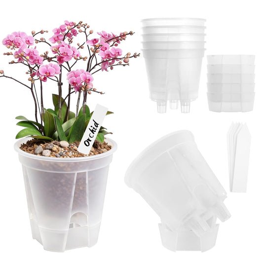 Sileasncei Self Watering Pots Clear – 5 Pcs 6" Indoor & Outdoor Planters, Deep Reservoir, High Drainage & Breathable Design, Perfect for Busy, Travel, Beginner Plant Care