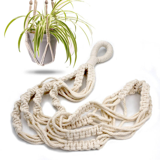 Macrame Plant Hanger with Short Rope (No Tassel) - 23 Inch - Cotton Macrame Cord for Boho Decor Flower Pots - Bohemian Chic Home Decor, Simple Indoor Outdoor Hanging Houseplants or Terrarium | 1 Pack