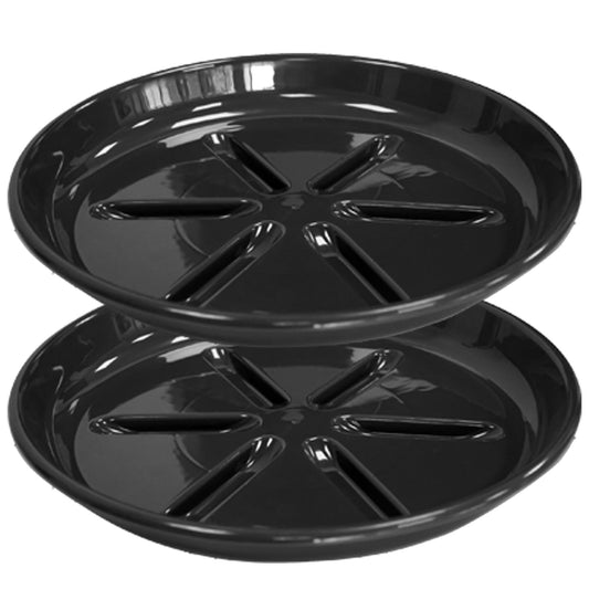 OVZILKI 2 Pack of Plant Saucer 10 inch, Heavy Duty Pot Saucers for Plants, Plant Drip Trays for Indoors Outdoor, Plant Water Tray for Planters, Black