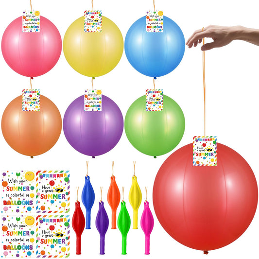 28 Sets End of Year Student Gifts from Teacher, 18 Inch Punch Balloons with Summer Greeting Cards, Summer Gifts for Classroom School Student End of Year Graduation Gifts Bulk