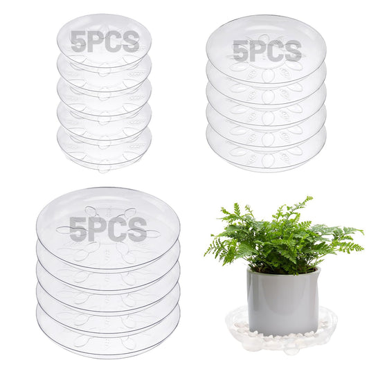 ANPHSIN 15 pcs Heavy-Duty Plant Saucers with Feet, 6in/8in/10in Clear Plastic Plant Drip Trays, Flower Pot Water Catchers Drainage Saucers for Indoor Outdoor Potted Plant