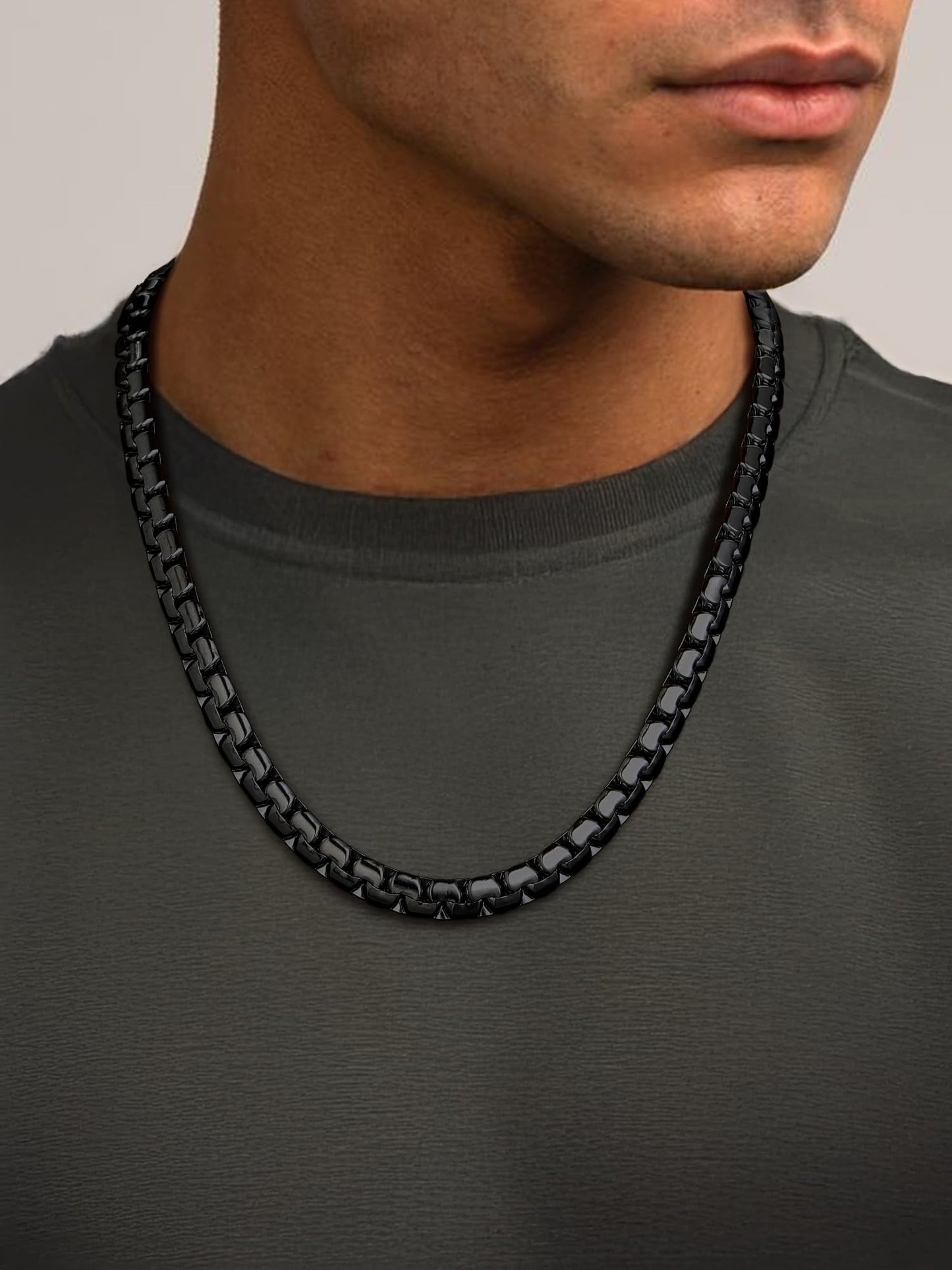 PROSTEEL Black Mens Chain 316L Stainless Steel Non Tarnish & Hypoallergenic 8mm Thick Mental Chain for Mens Hip Pop Jewelry