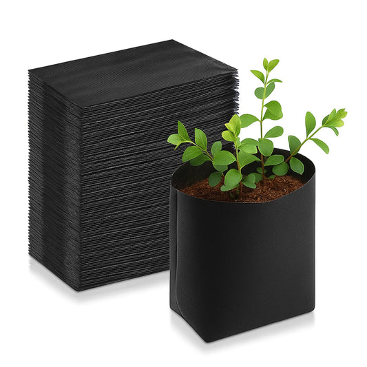 Amylove 100 Pcs Nursery Growing Bags, 8.2 x 4.9 Inches Non-Woven Fabric Growing Bags, Biodegradable Plant Pots Seedling Plant Start Pouches for Vegetables Flower Fruit Home Garden Greenhouse Supplies