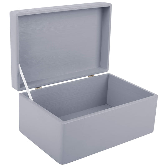 Creative Deco Large Gray Wooden Box Storage with Hinged Lid | 11.8x7.87x5.51in (+-0.5) | Keepsake Gift Box for Tool Dog Toy Kitchen Storage | ROUGH UNSANDED Wood Chest Trunk