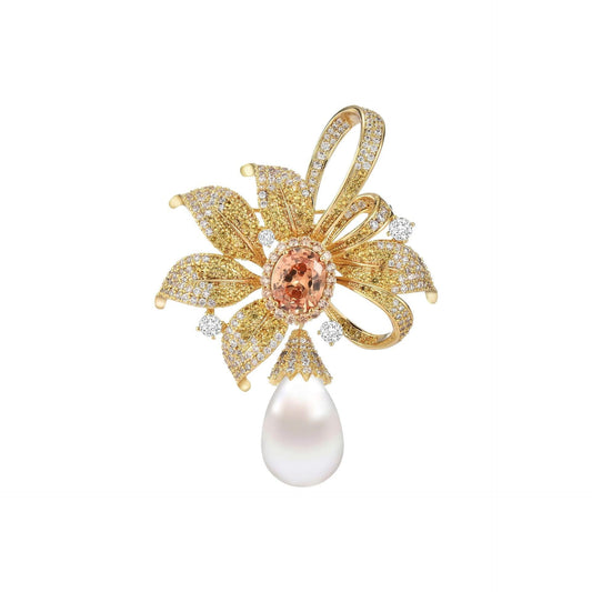 EMEGCY Gold Flower Brooch for Women Rhinestone Flower Brooch Pin Gold Rhinestone Lapel Pin Jewelry Gift for Mom Wife
