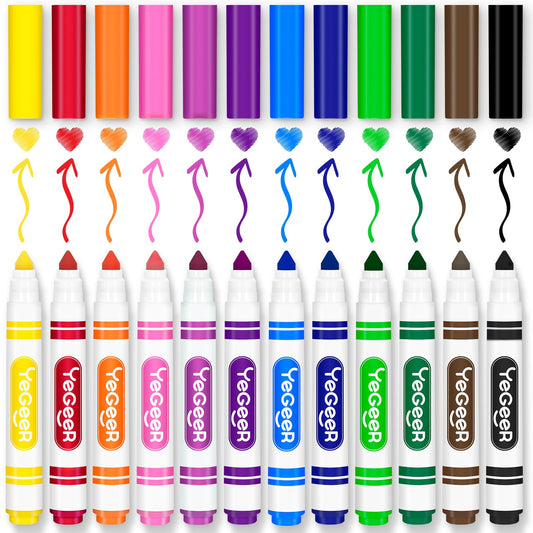 YEGEER Washable Markers Bulk, 12 Assorted Colors, 288 Count Washable Markers for Kids, School and Teacher Classroom Supplies, Coloring Marker for Ages 3+ Year Old Boys Girls (288)