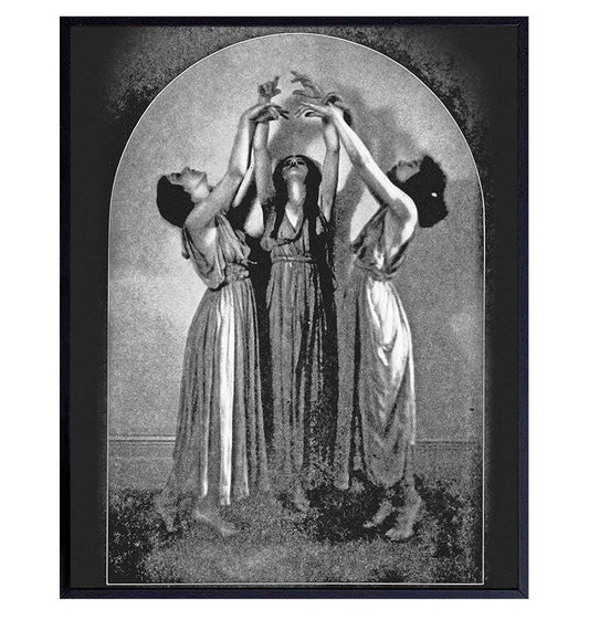 Witches Coven - Wiccan Decor - Wicca Decor - Witch Print - Pagan Gifts - Gothic Decorations - Witchcraft, Paganism Supplies - Vintage Goth Wall Art - Black Magic Sign - Medieval Artwork
