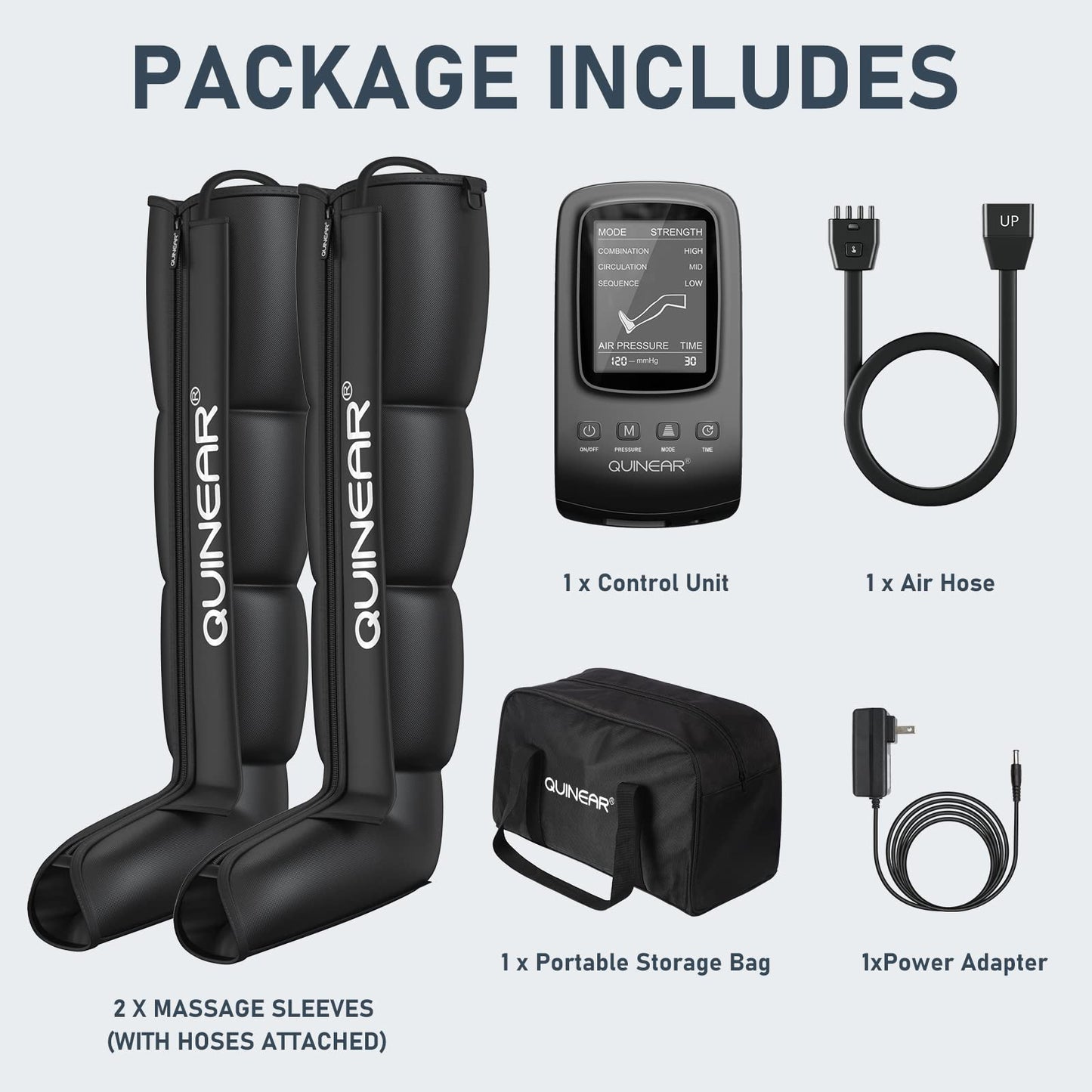 QUINEAR Air Compression Recovery System, Professional Sequential Device for Massage Therapy, Foot and Leg Recovery Boots to Improve Circulation for Athletes, FSA-HSA Eligible (Medium)
