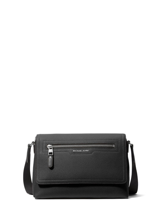 Michael Kors Hudson Small Flap Messenger, Silver Tone-Hardware/Black