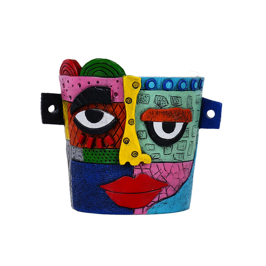 Coniuty Abstract Face Plant Pot, Picasso Head Planter for Indoor Plants, Funny Face Flower Pot, Colorful Succulents Vase for Outdoor Garden and Home Decor (No Drainhole, Drillable)