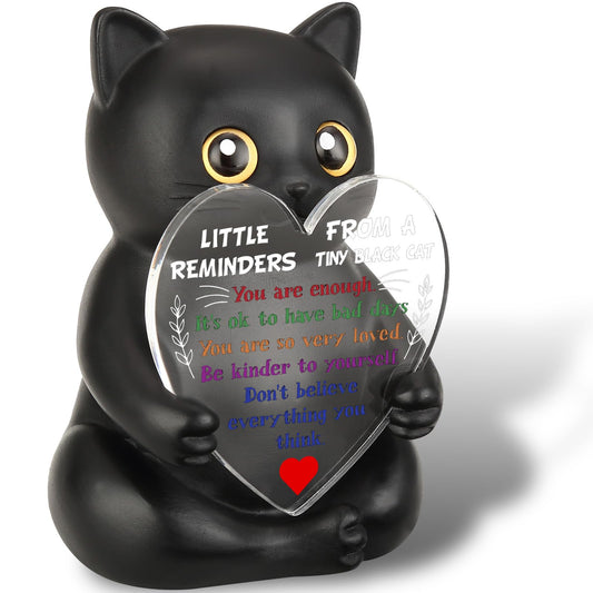 wainvniaw Positive Affirmations Black Cat Figurines Decor, Motivational Gifts Inspirational Cheer Up Gift for Cat Lovers, Women, Men, Friends, Coworker, Employee, for Home Office Cubicle Desk WCT4